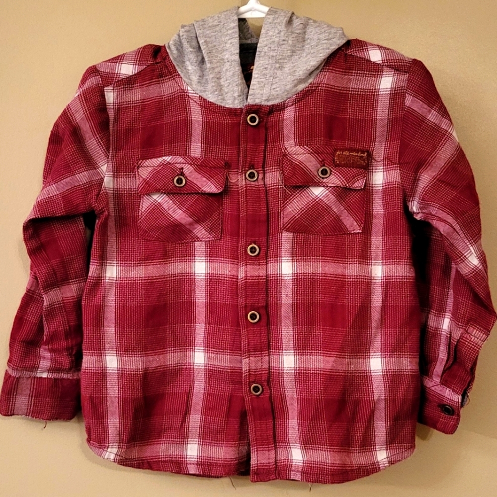 7 for all mankind plaid hooded button down shirt